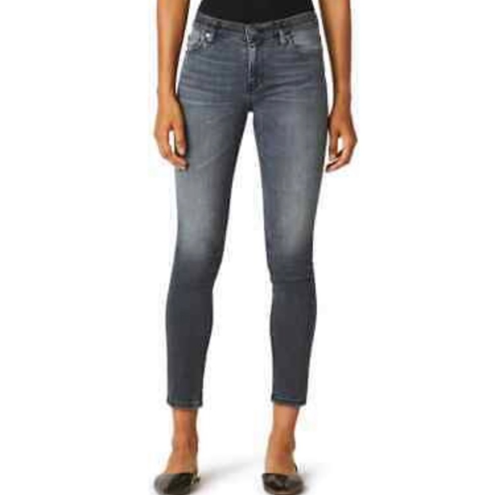 HUDSON Grey Black Nico Mid-Rise Super Skinny Ankle Stretch Jeans